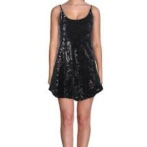 Aqua Mini Sequin Party Dress Black Sparkly